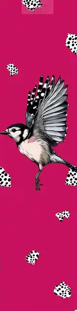 Free bird bookmark featuring a bird on a hot pink background